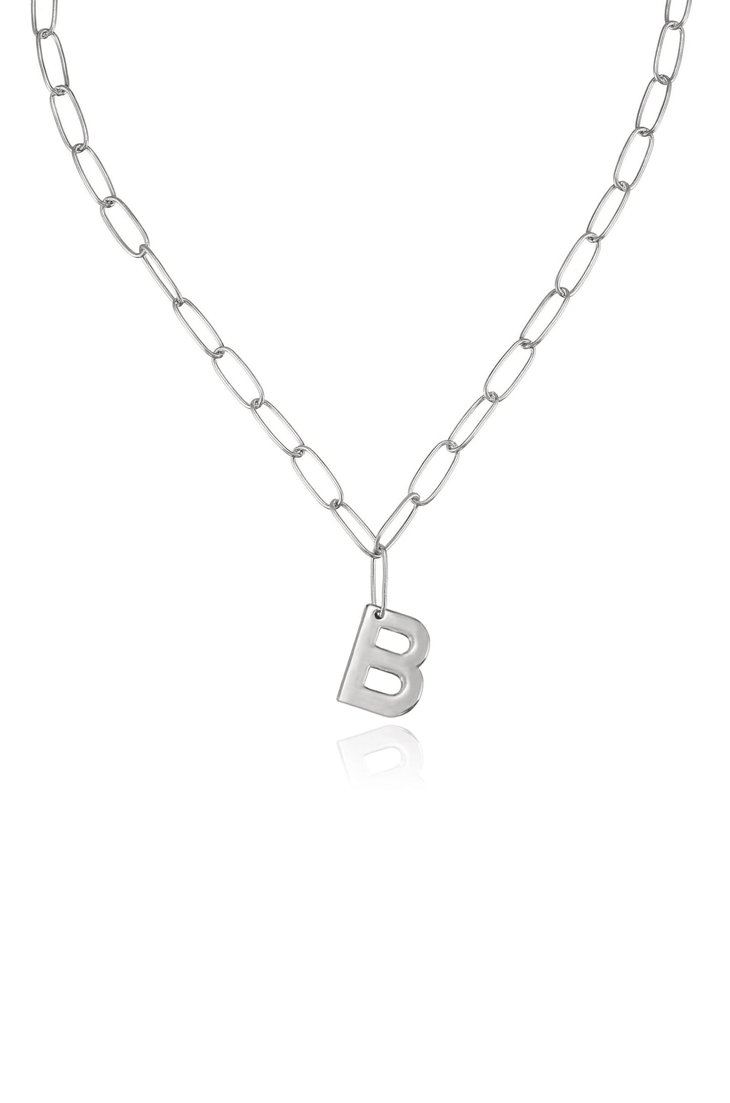 Initial Necklace with Paperclip Link Design