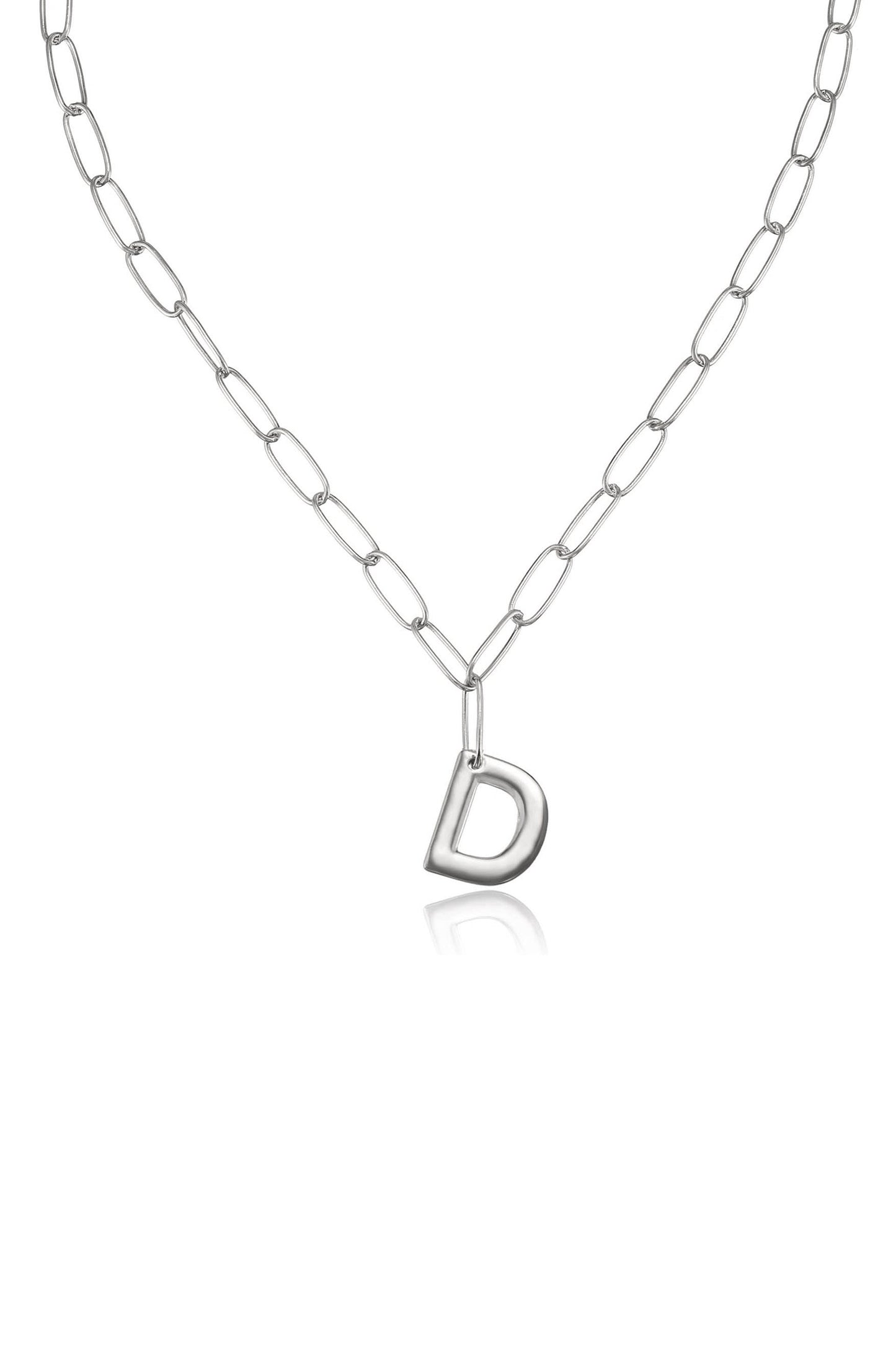 Initial Necklace with Paperclip Link Design