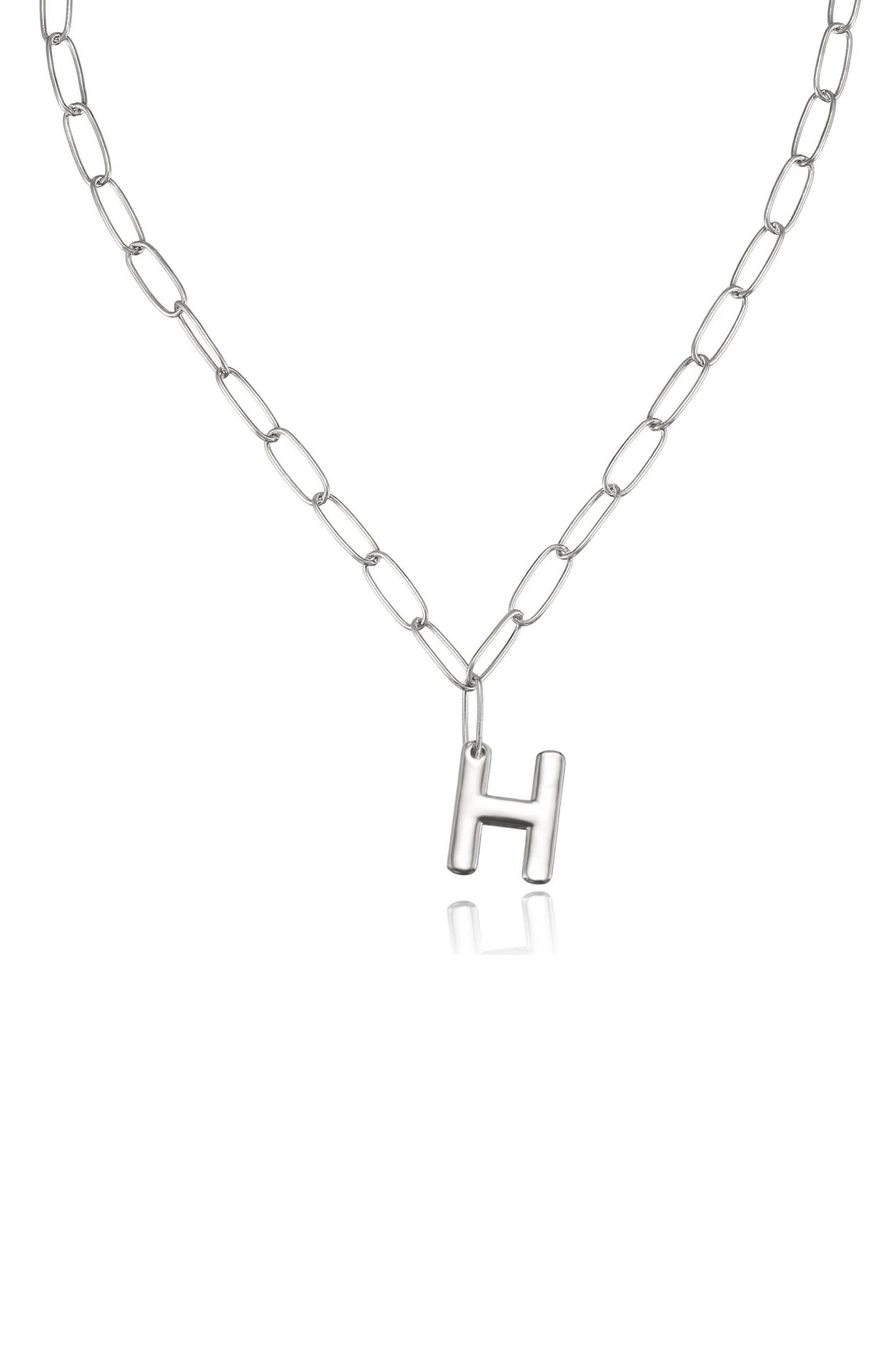 Initial Necklace with Paperclip Link Design