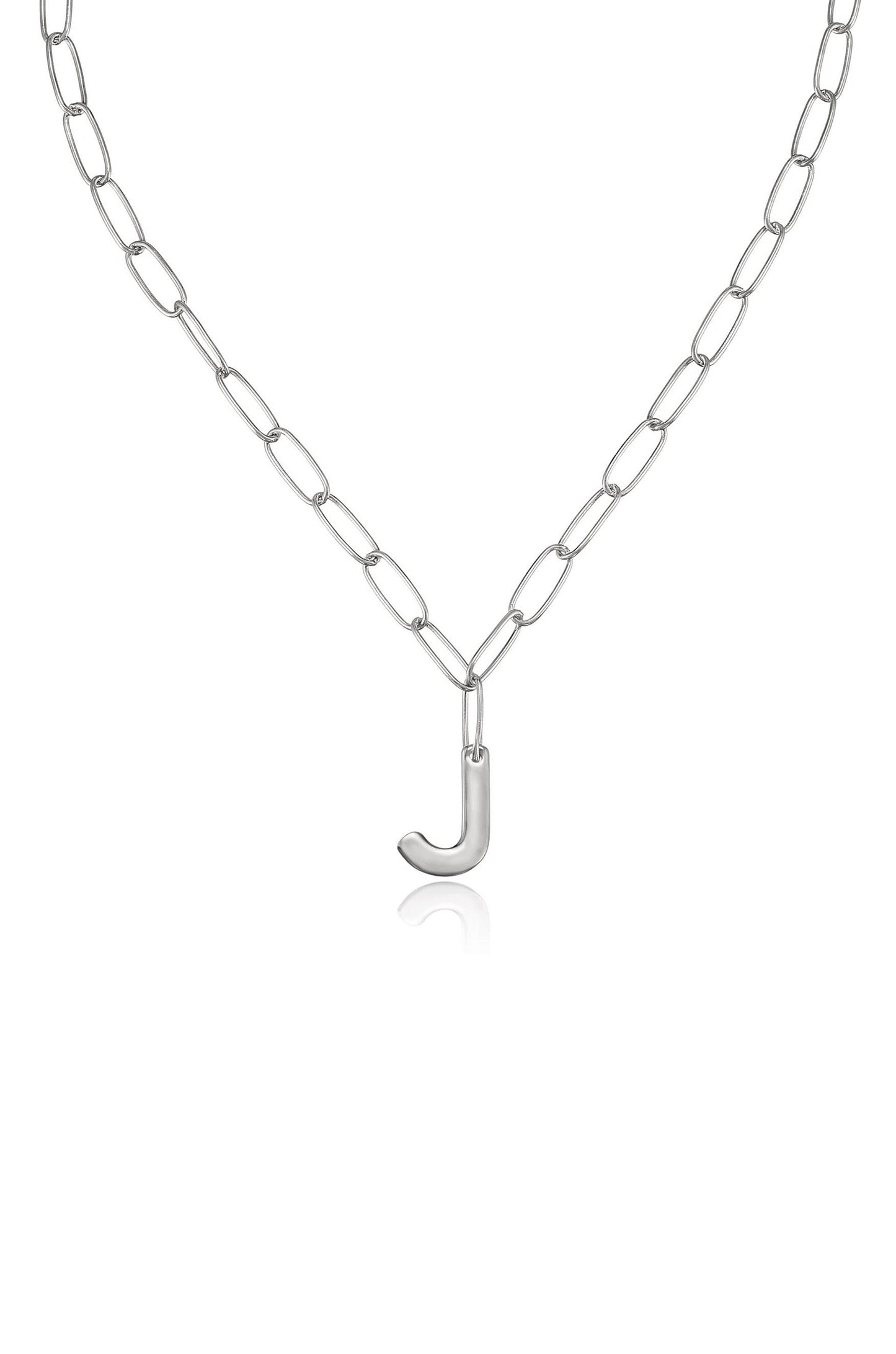 Initial Necklace with Paperclip Link Design