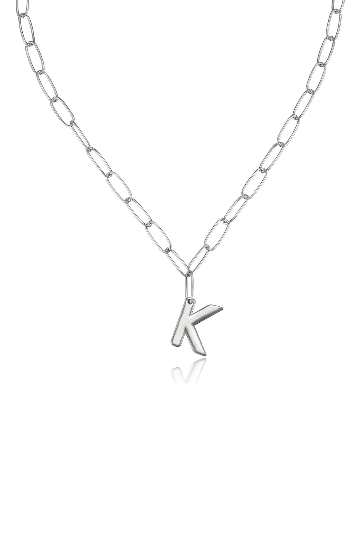 Initial Necklace with Paperclip Link Design