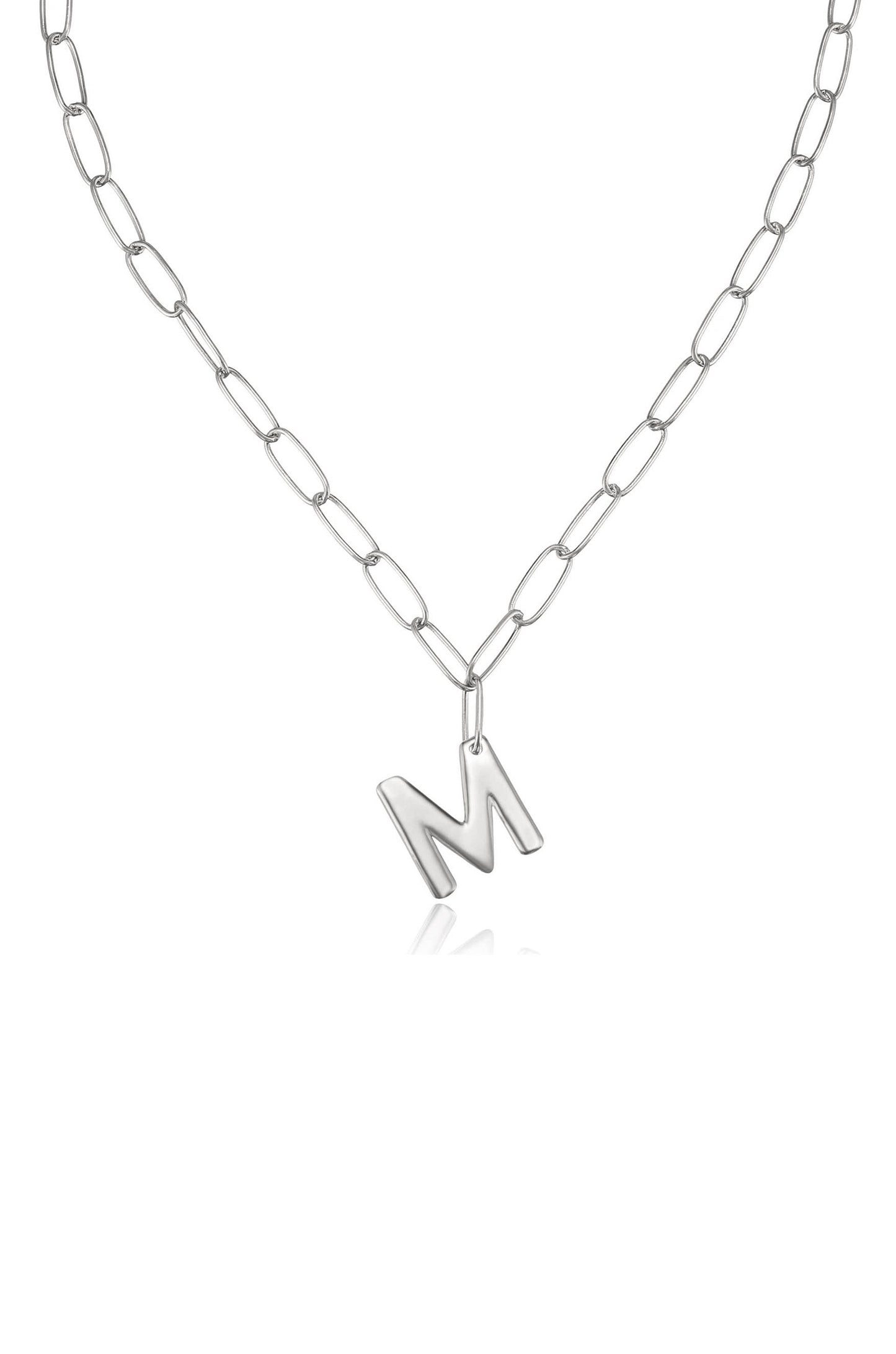 Initial Necklace with Paperclip Link Design