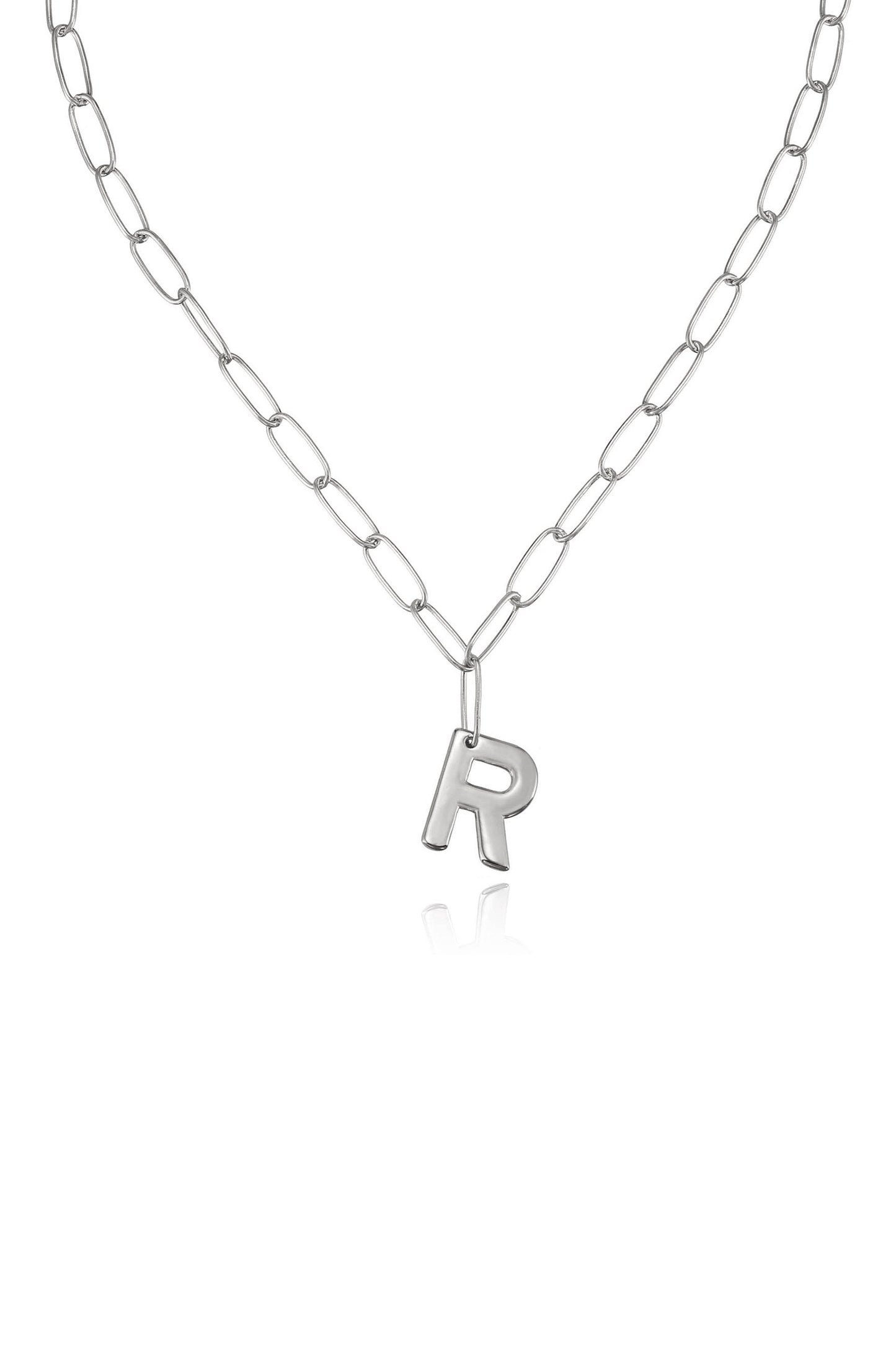 Initial Necklace with Paperclip Link Design