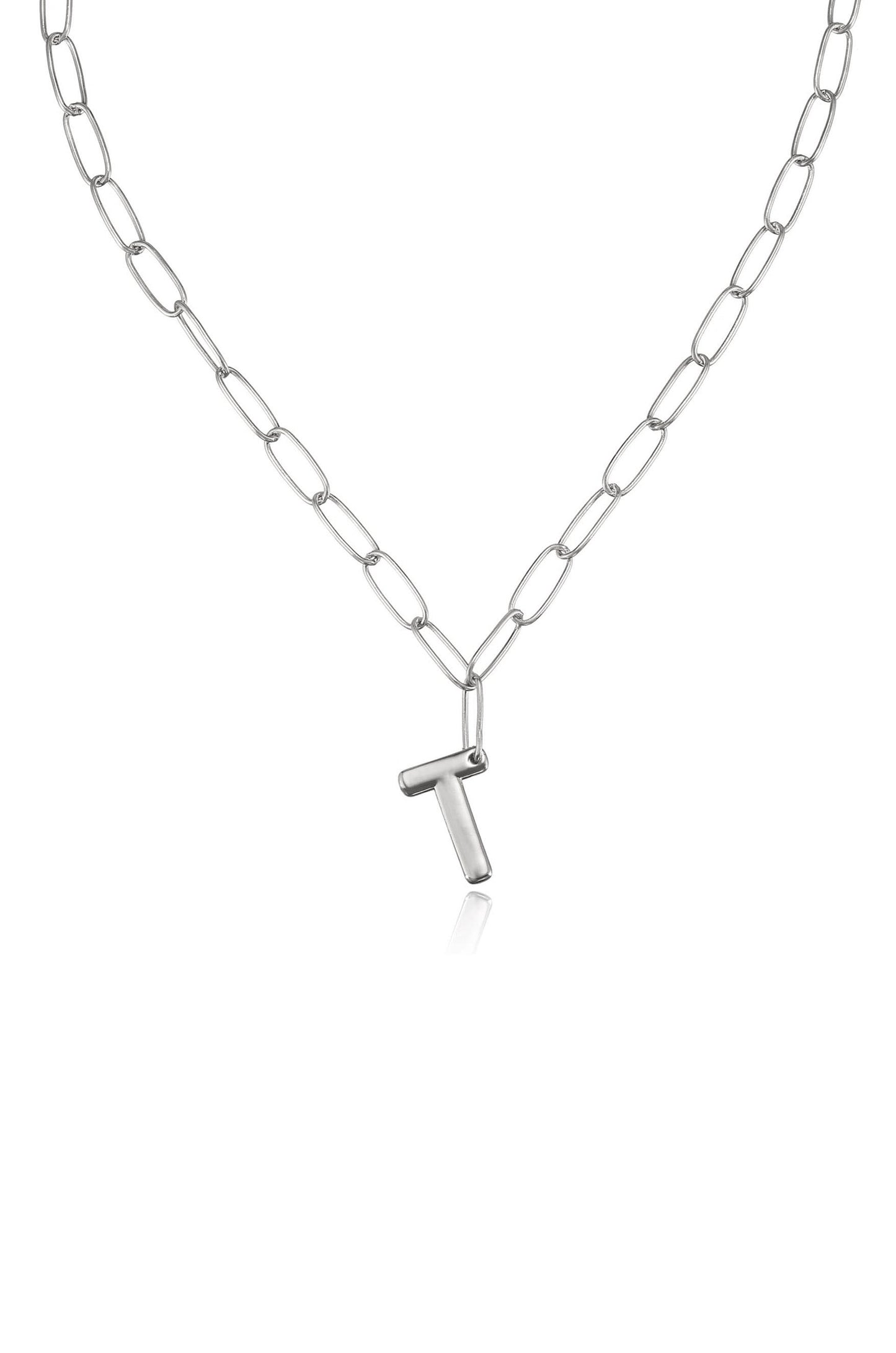 Initial Necklace with Paperclip Link Design