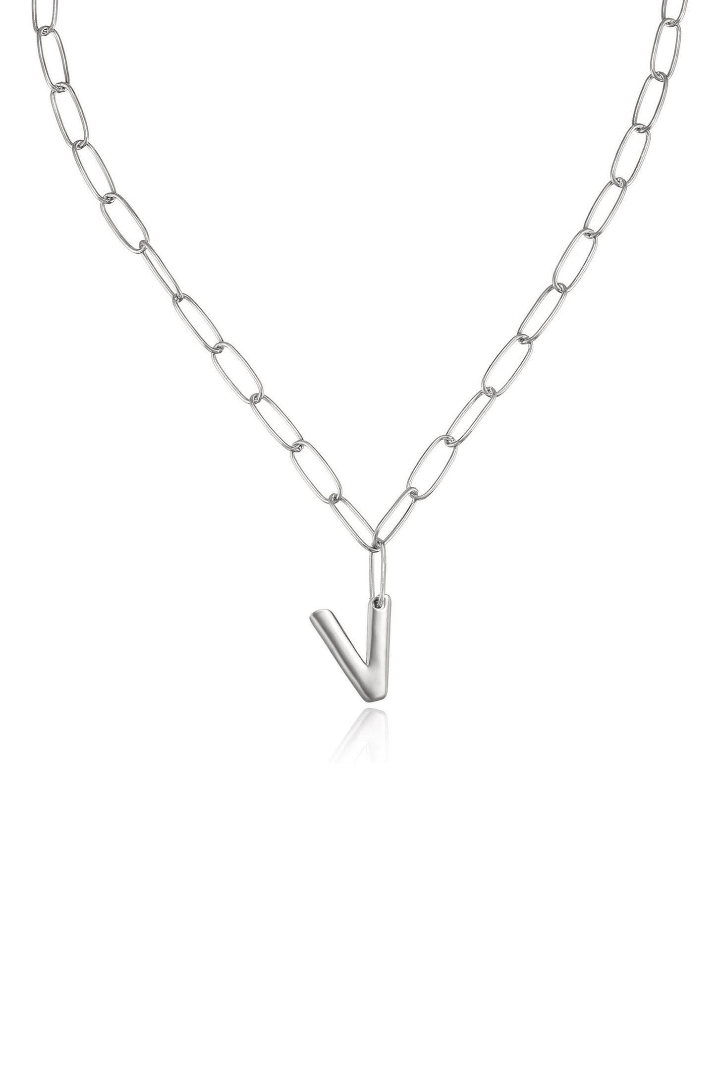 Initial Necklace with Paperclip Link Design