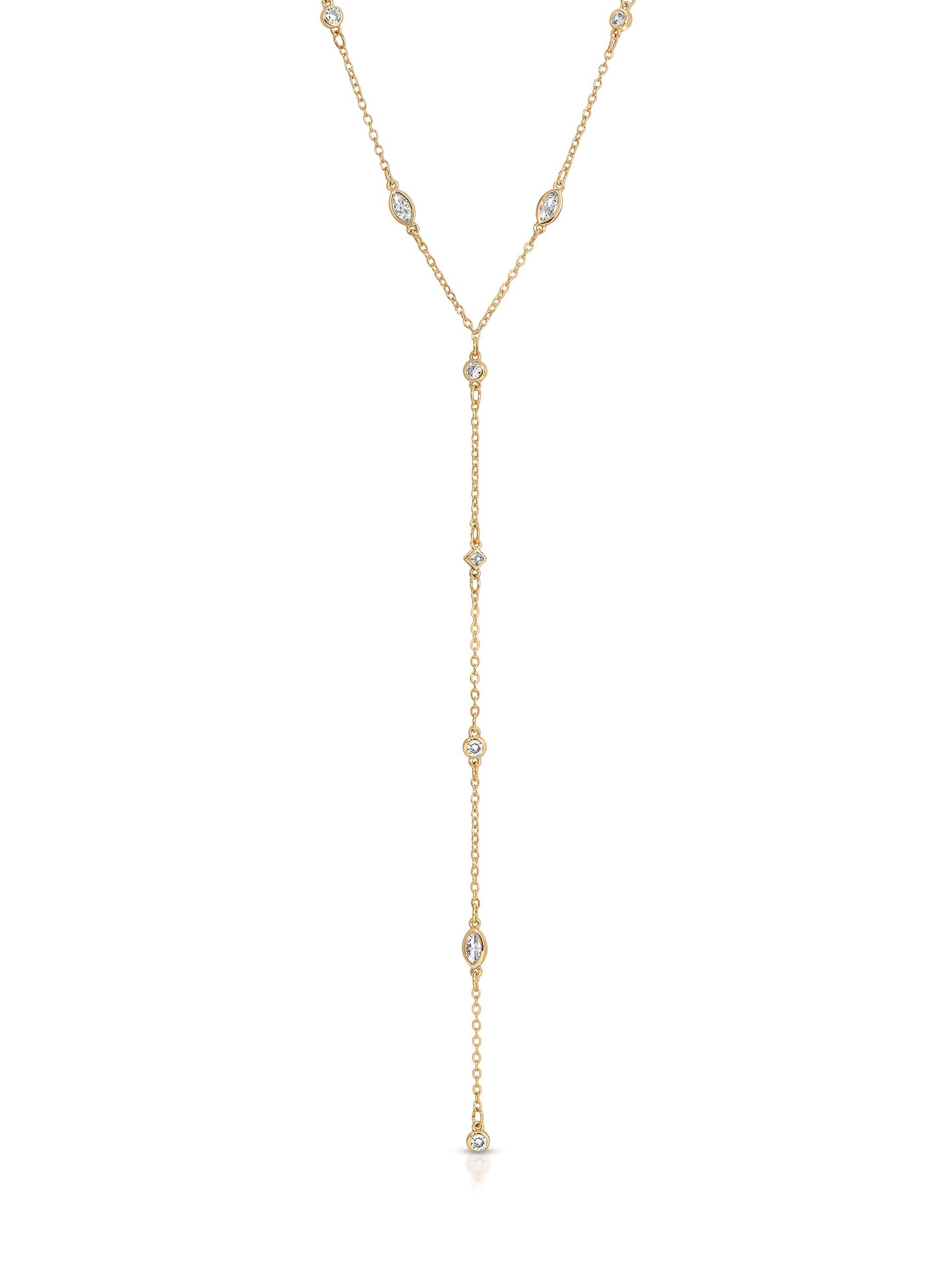 Crystal Dotted Lariat Statement Necklace