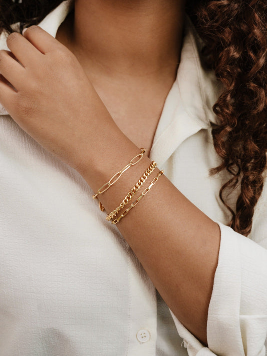 Three Strand Bracelet Set in Silver