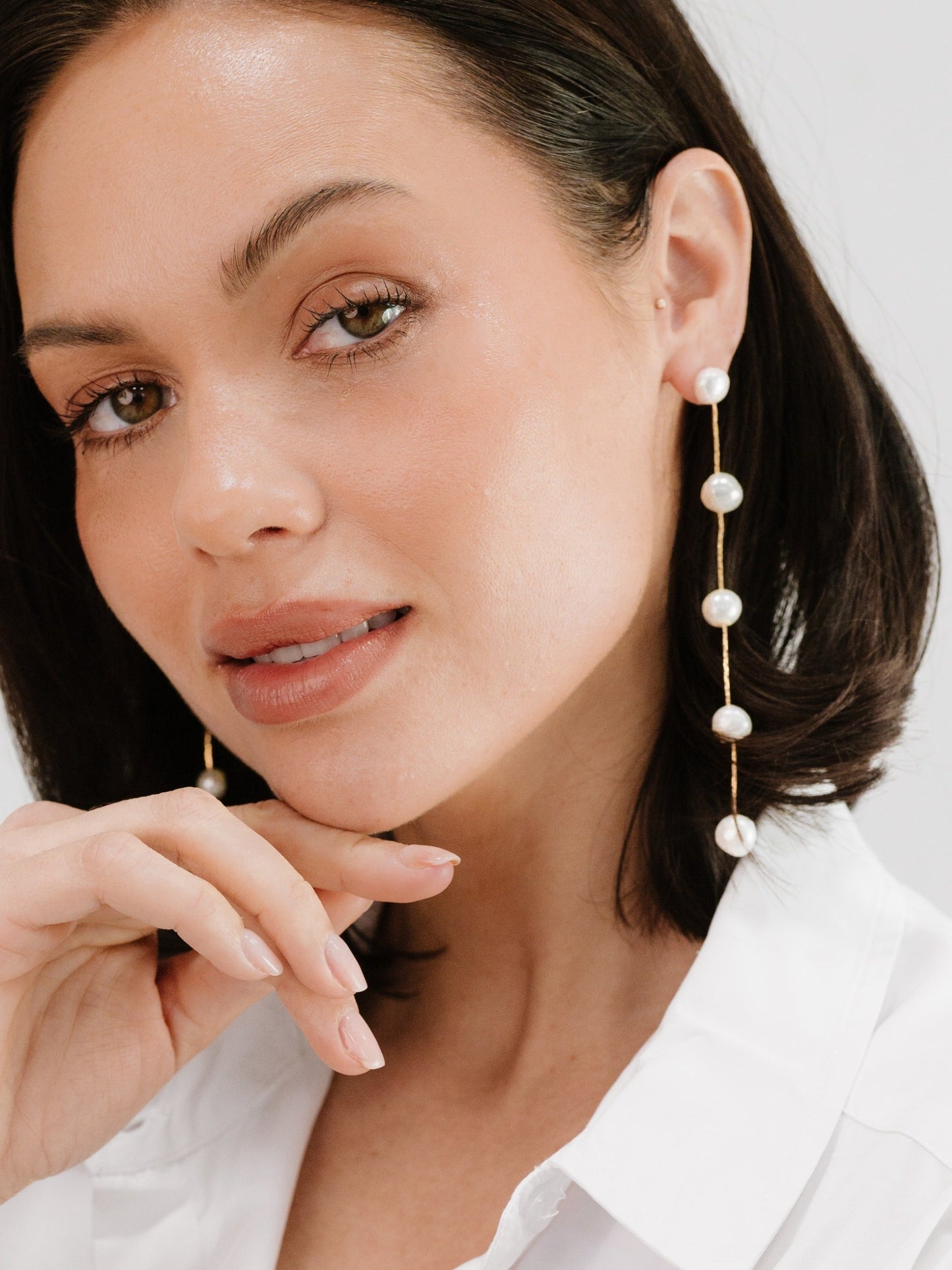 Delicate Drop Earrings with Dripping Pearls