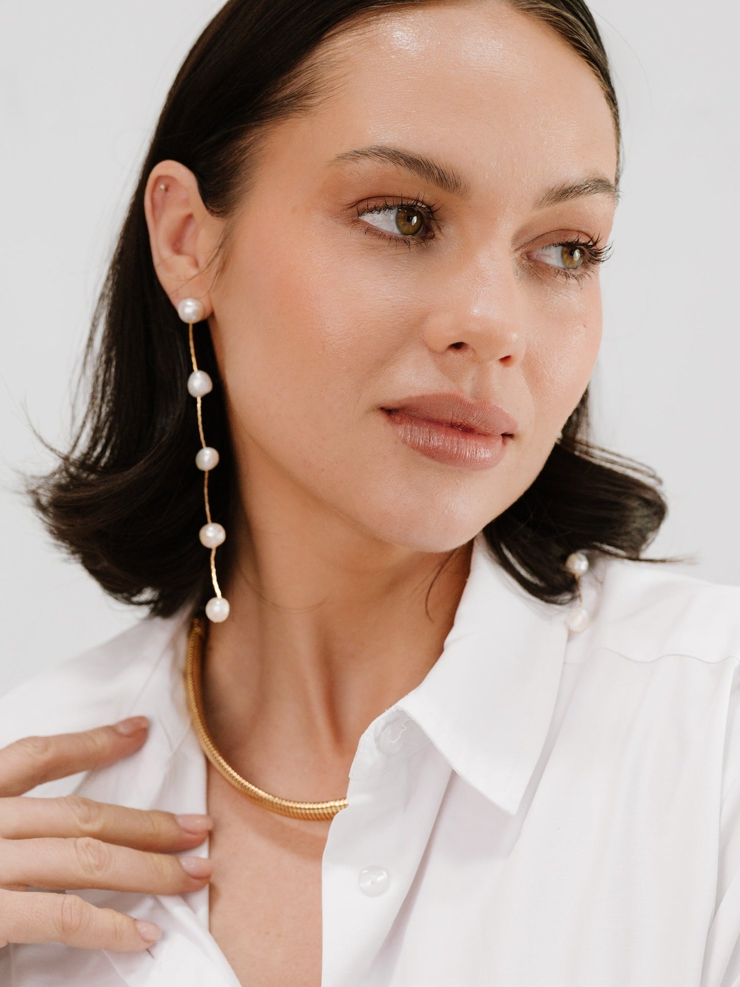 Delicate Drop Earrings with Dripping Pearls