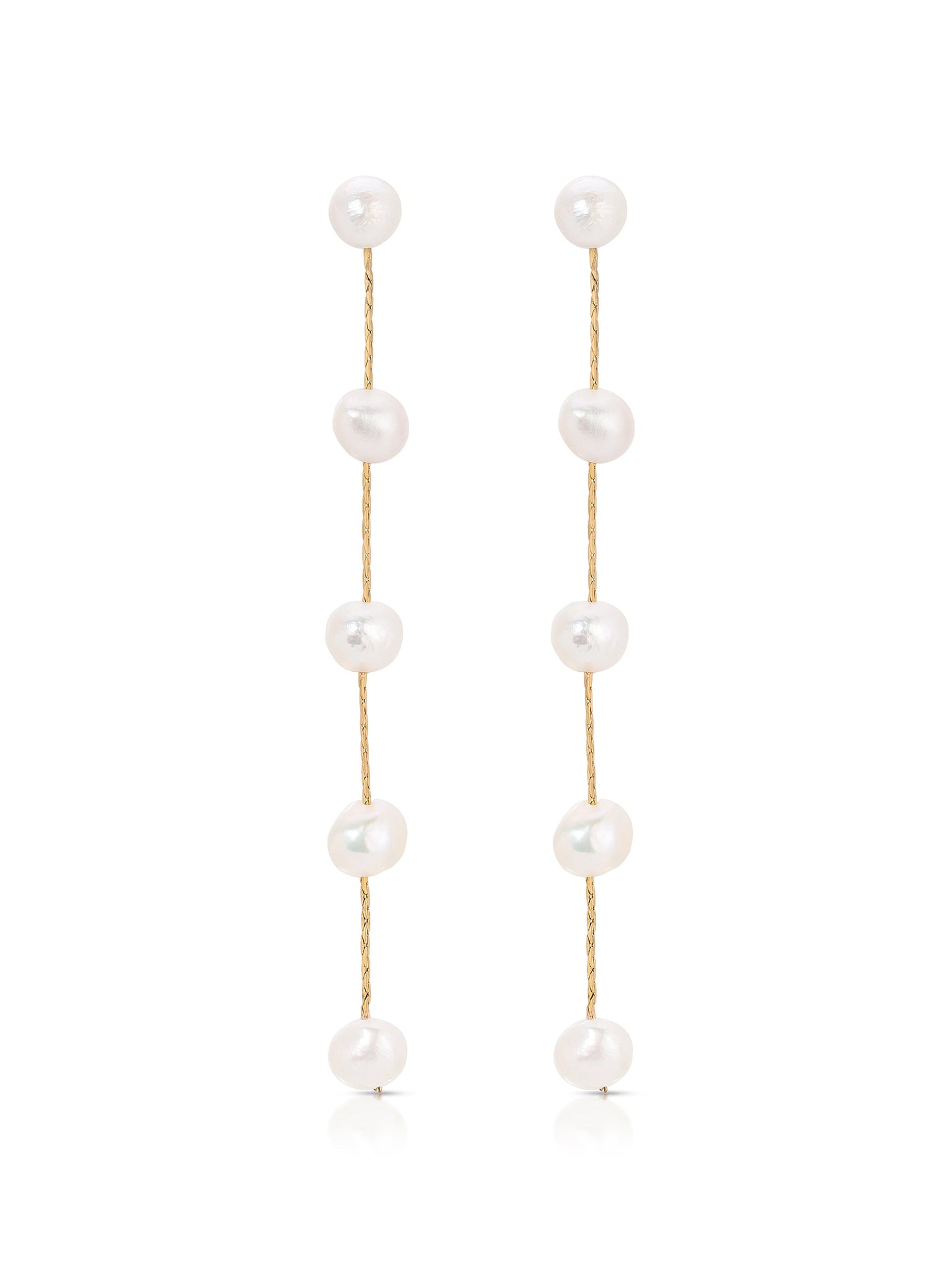 Delicate Drop Earrings with Dripping Pearls