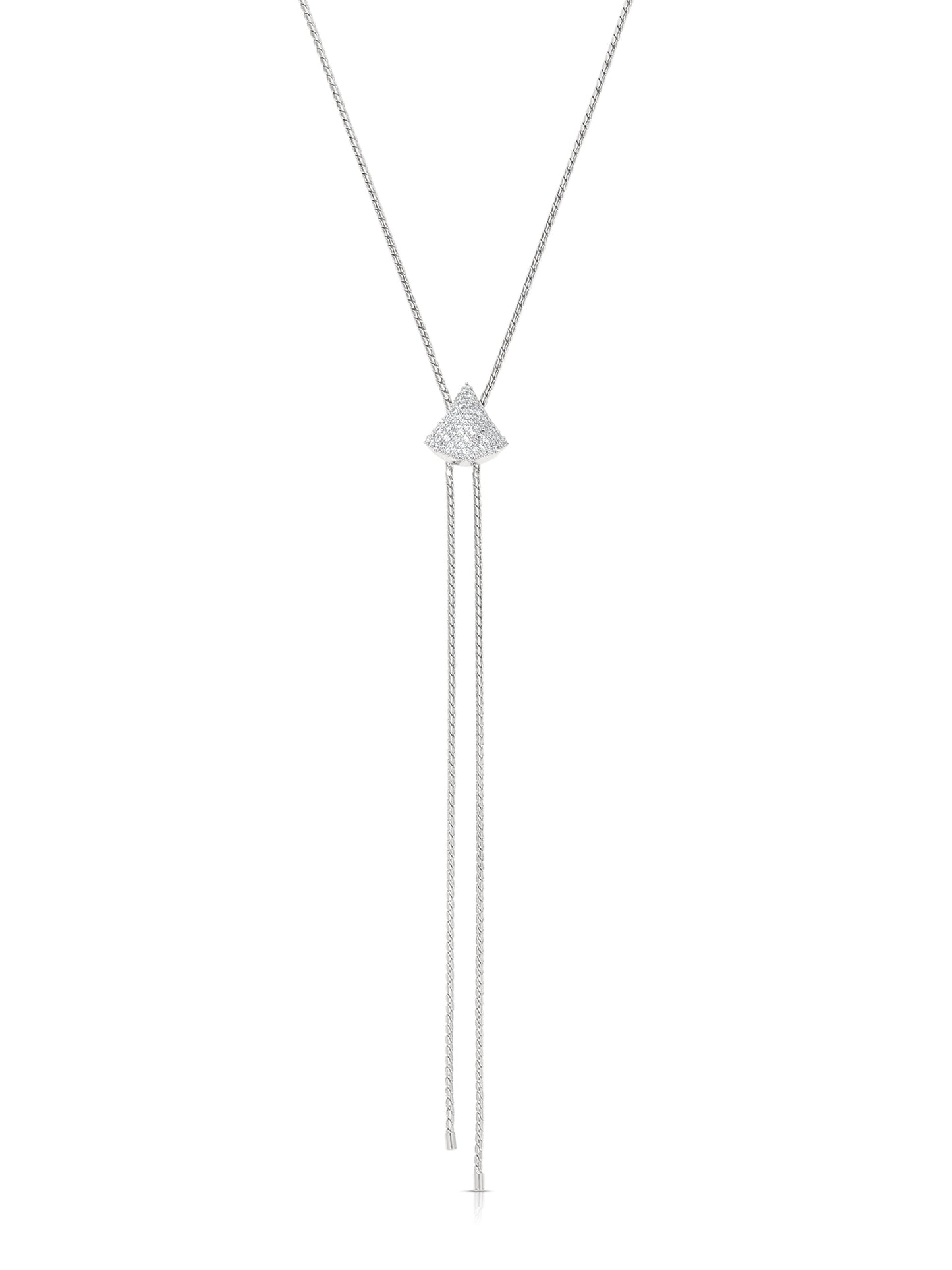 Shiny Pavé Bolo Necklace in Silver