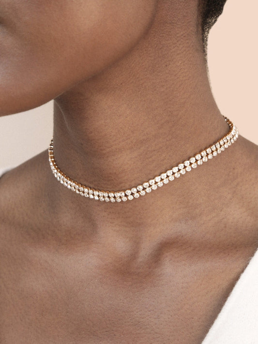 Crystal Sparkle Choker with Two Rows