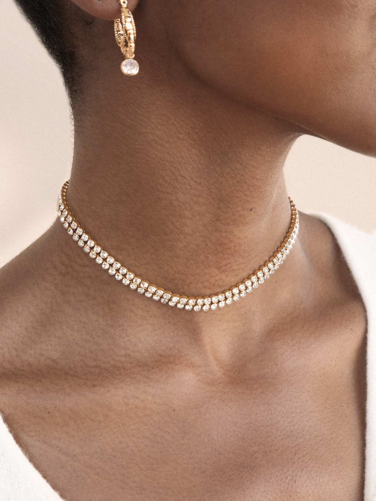 Crystal Sparkle Choker with Two Rows