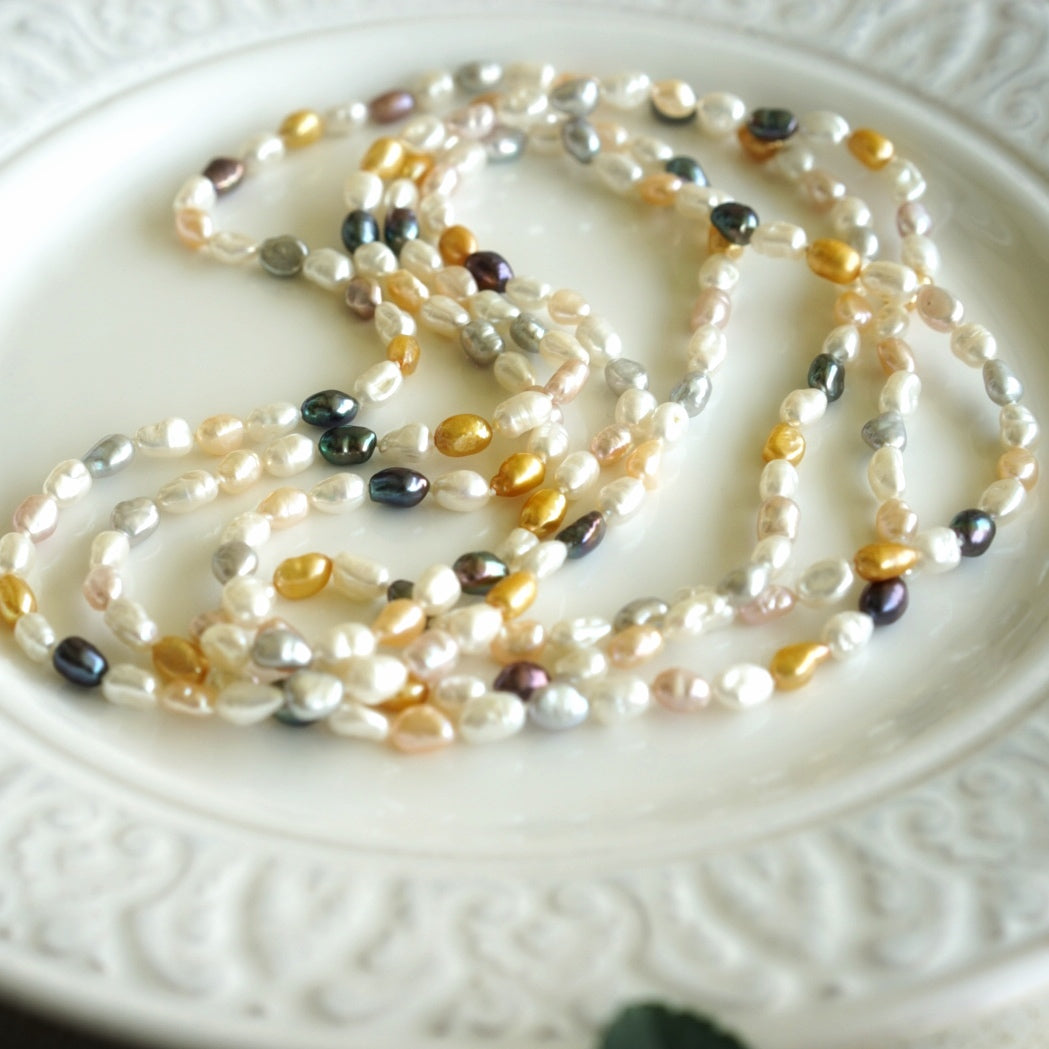 Multicolor Keshi Pearl Long Necklace 68 Inches