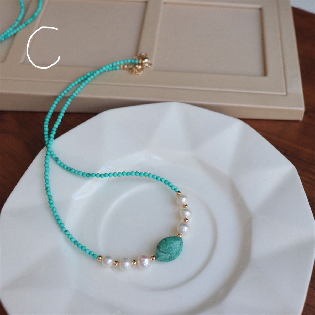 Turquoise and Freshwater Pearl Necklace with Agate Beads