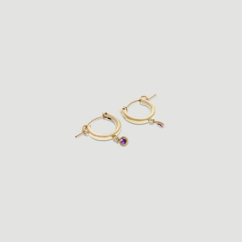 Mini Birthstone Hoop Earrings 13mm