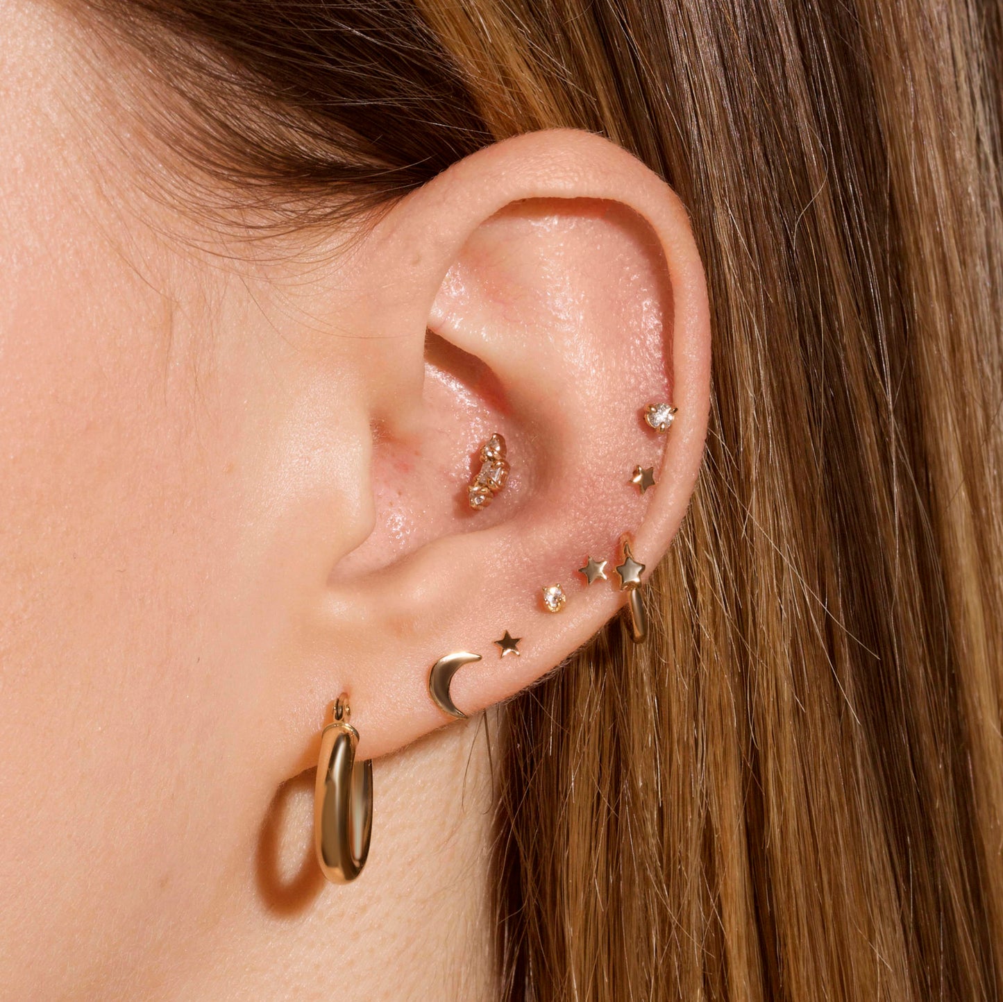 Starry Design Hoop Earrings for Everyday Wear