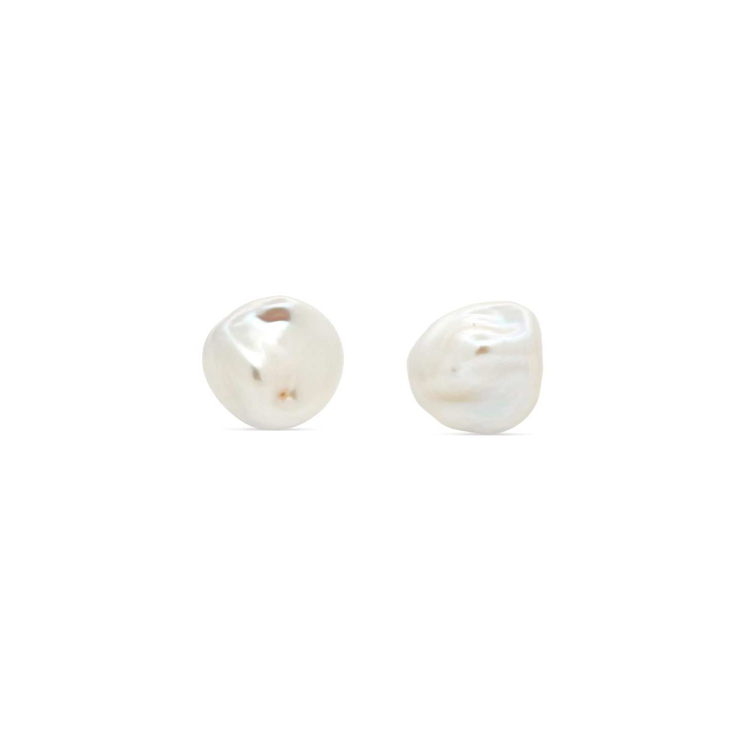 Natural Pearl Stud Earrings in Freeform Design