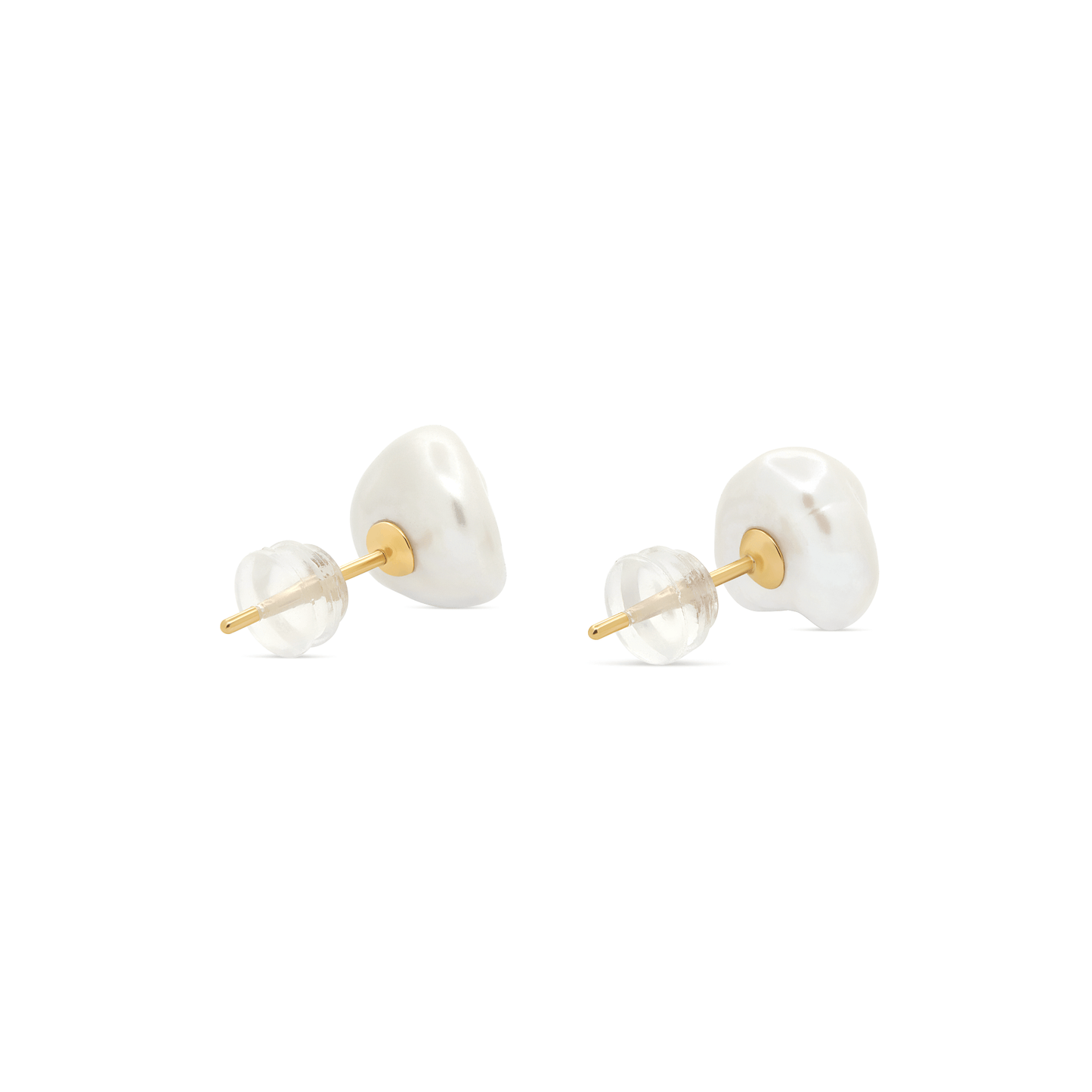 Natural Pearl Stud Earrings in Freeform Design