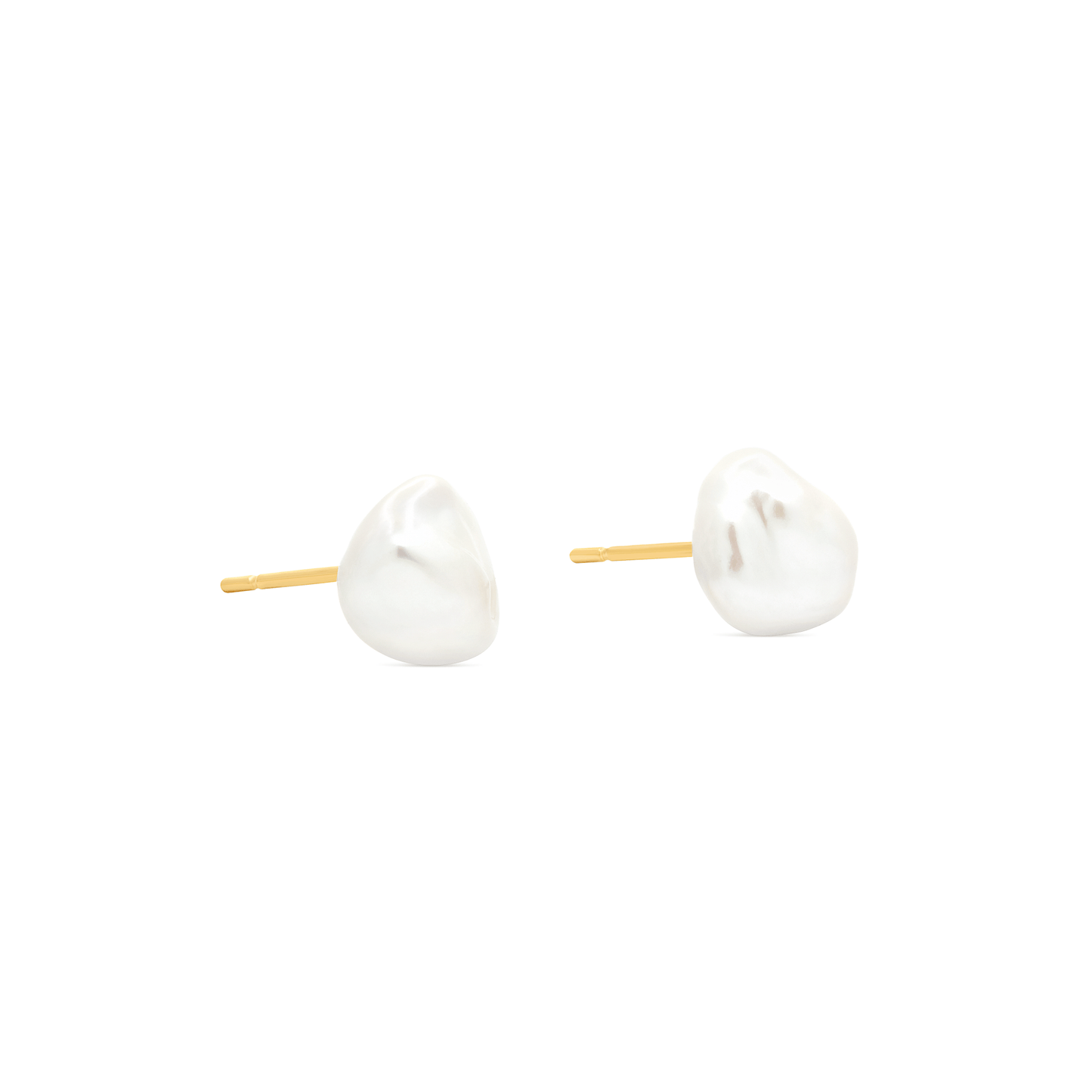 Natural Pearl Stud Earrings in Freeform Design