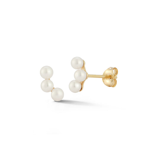 Elegant Trio Pearl Studs Earrings