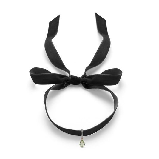 Green Amethyst and Diamond Velvet Choker Necklace