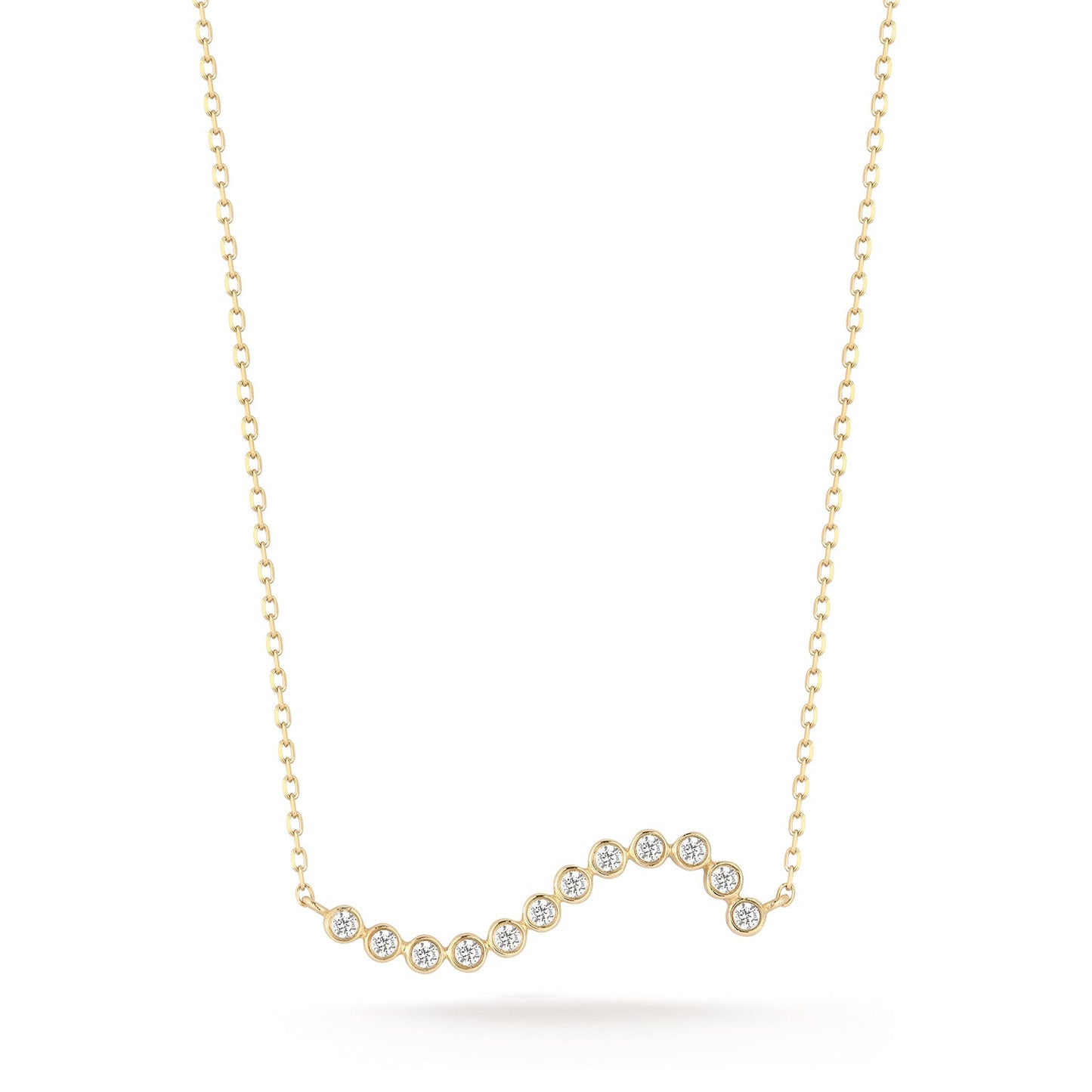 Diamond Bezel Wave Necklace in 14kt Gold