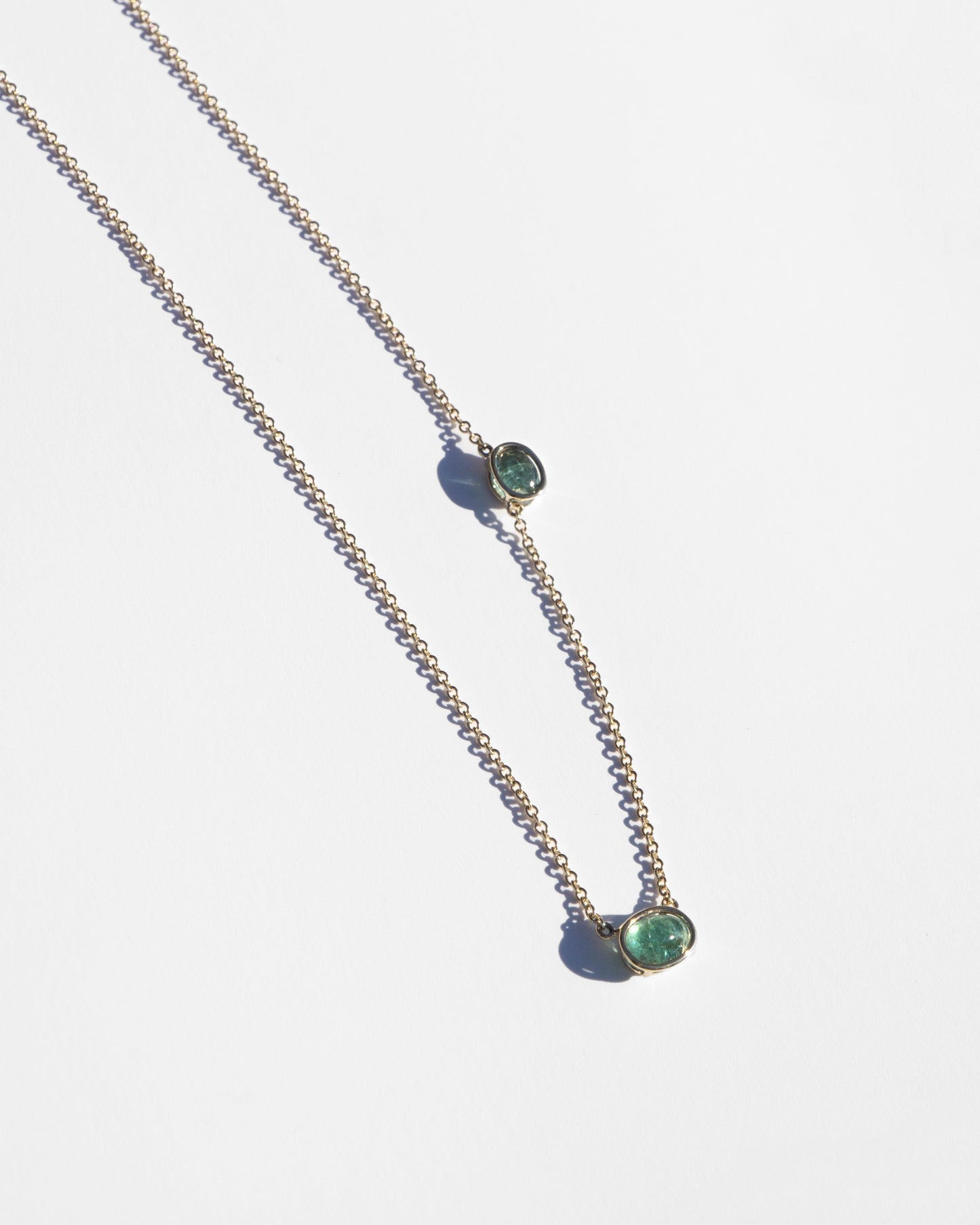 Twin Tourmaline Floating Necklace in 14K Gold