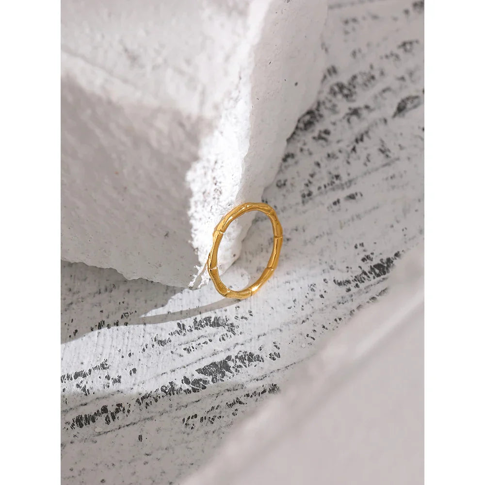 Simple Bamboo Joint Style Ring in Minimalist Design