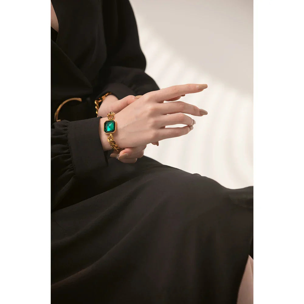 Stylish Green Crystal Bangle Accessory