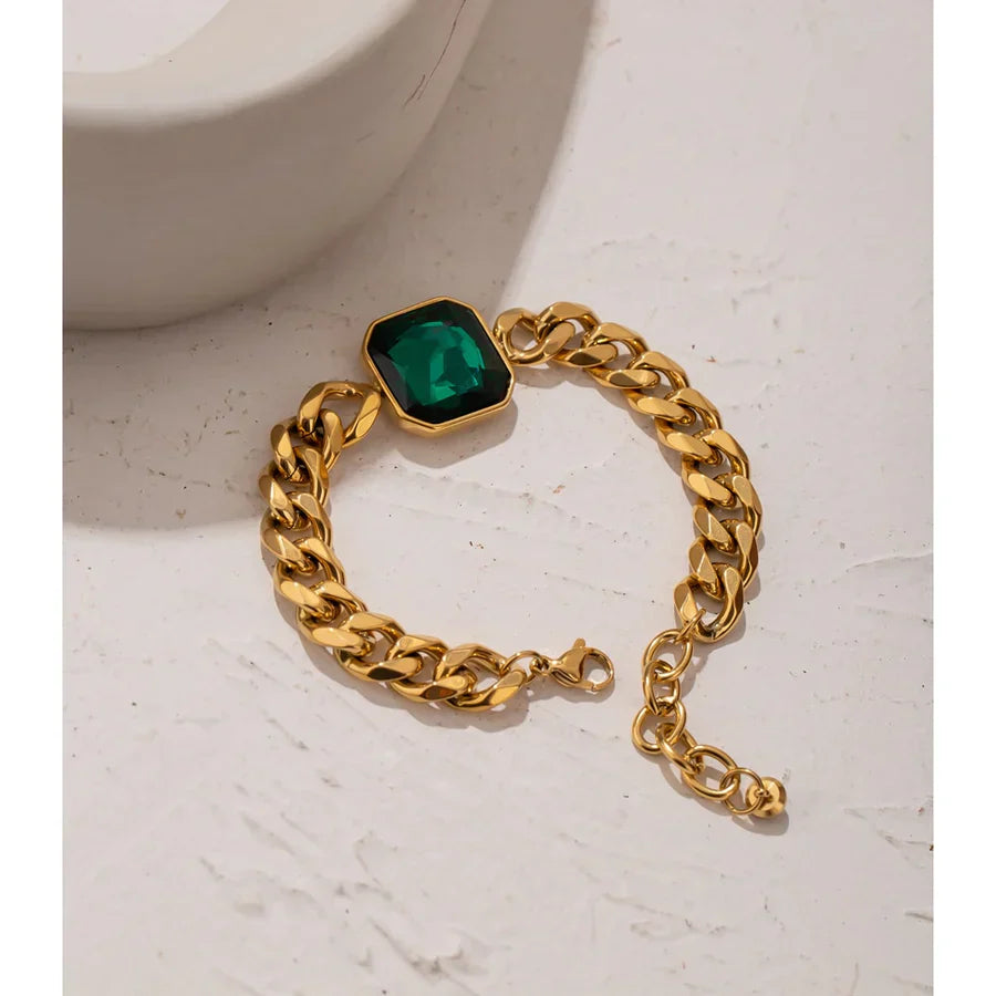 Stylish Green Crystal Bangle Accessory