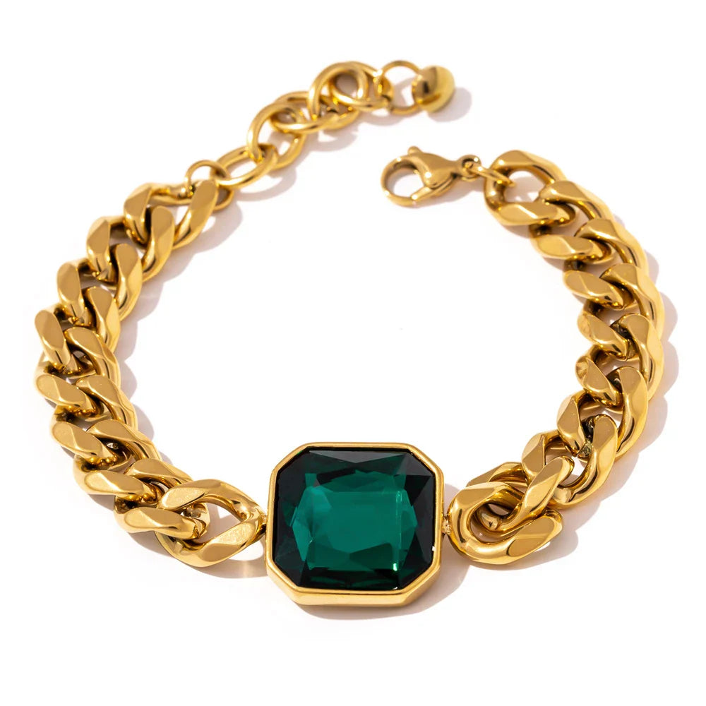 Stylish Green Crystal Bangle Accessory