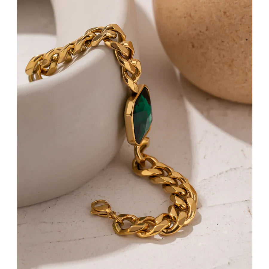 Stylish Green Crystal Bangle Accessory