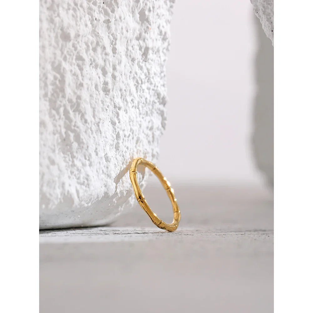 Simple Bamboo Joint Style Ring in Minimalist Design