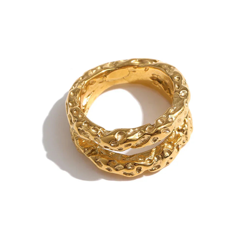 Gold Round Statement Ring with Radiant Design