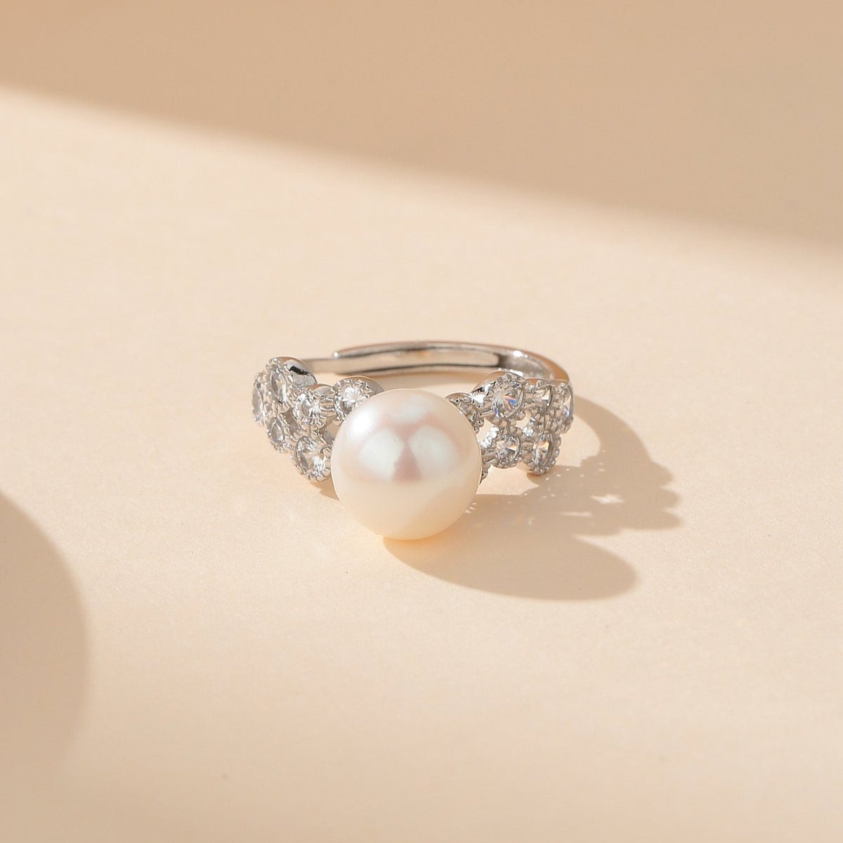 Freshwater Pearl and CZ Ring Design