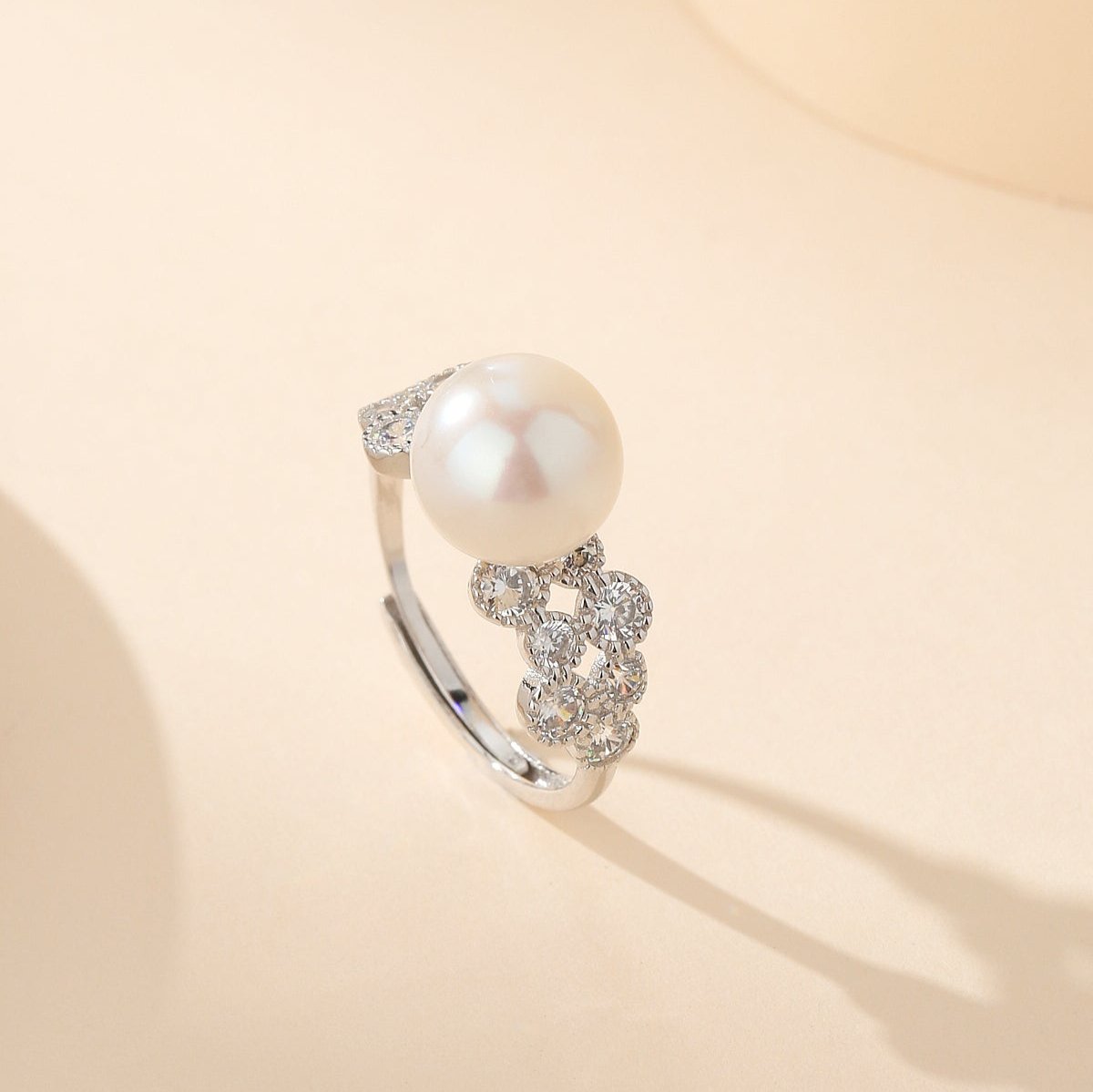 Freshwater Pearl and CZ Ring Design