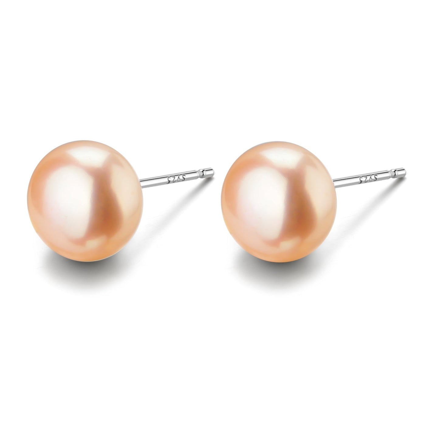 Pink Button Freshwater Pearl Stud Earrings 7-8mm