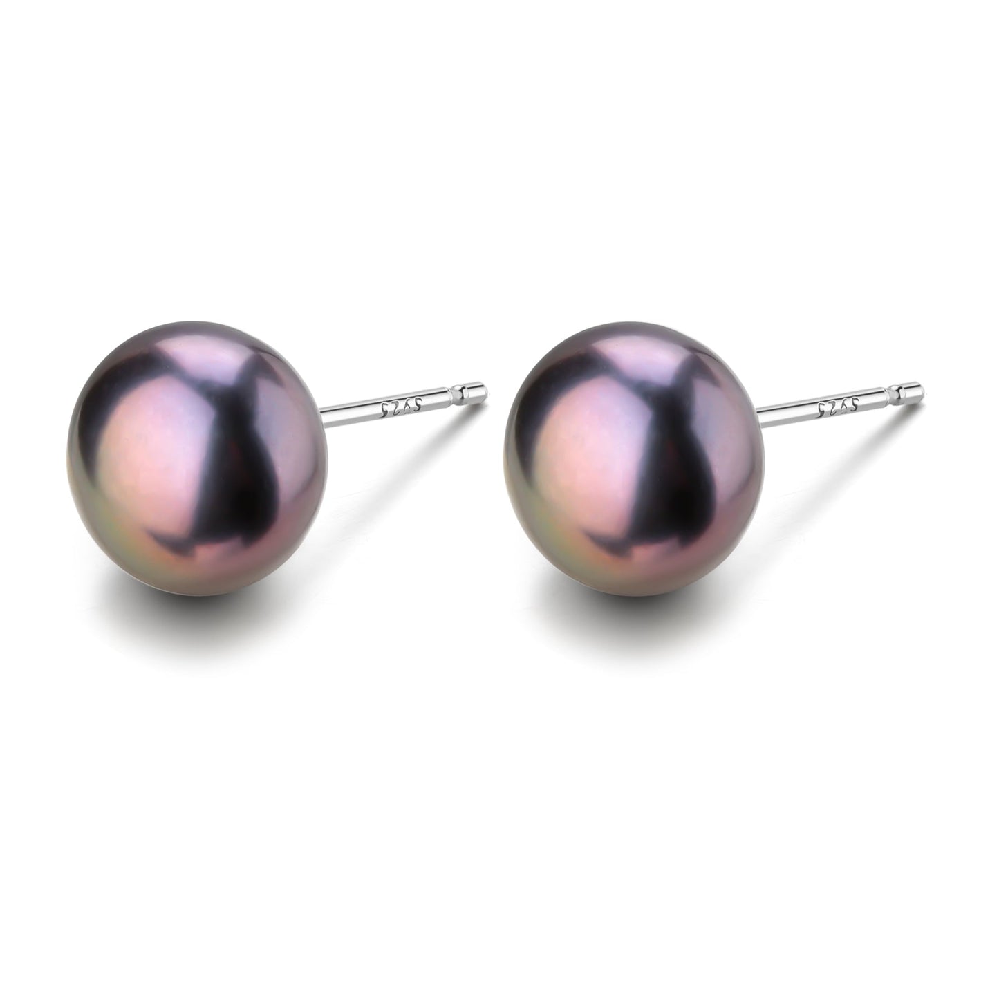 Black Button Freshwater Pearl Stud Earrings