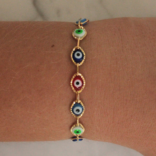 Multi Color Evil Eye Design Necklace