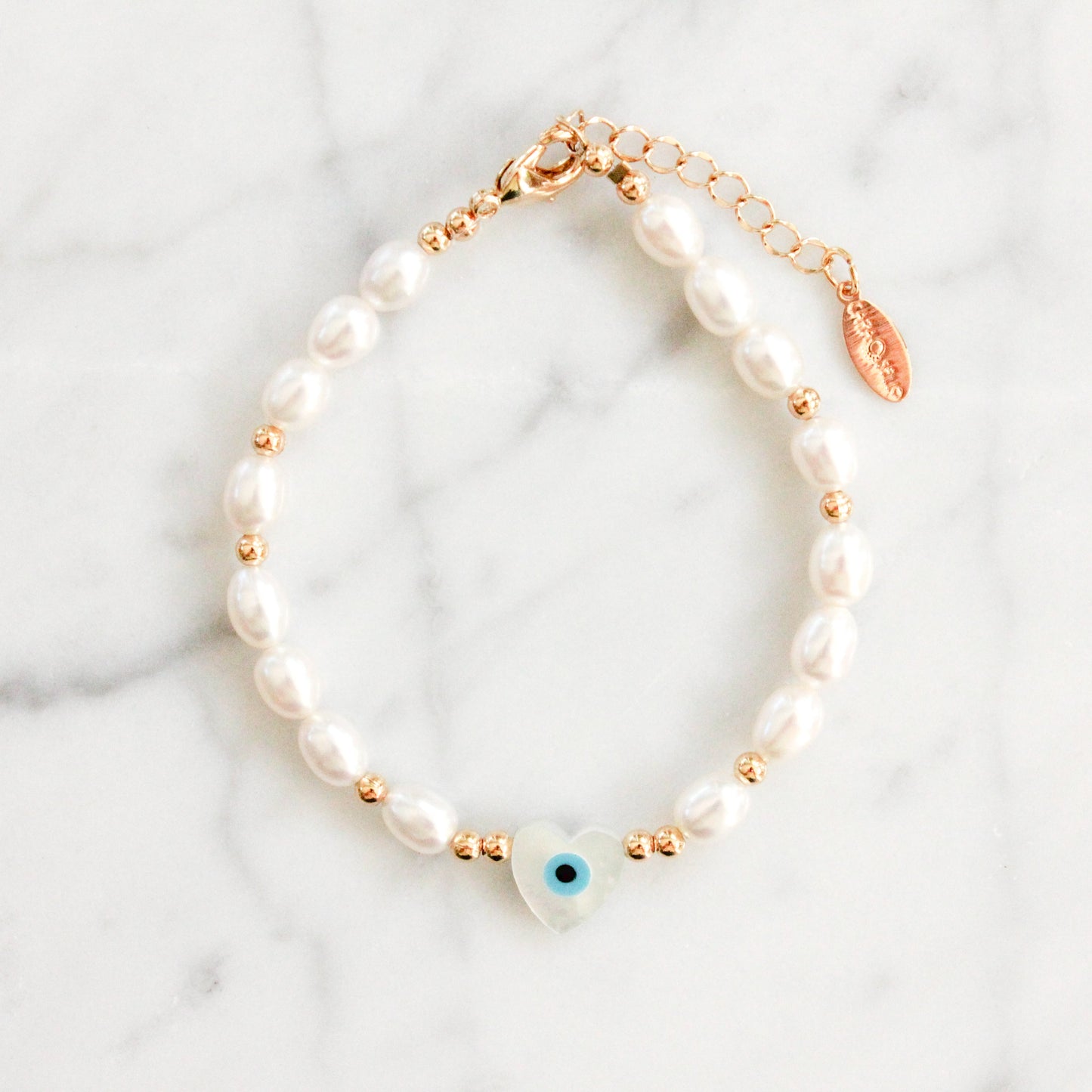 Pearl Evil Eye and Hamsa Bracelet