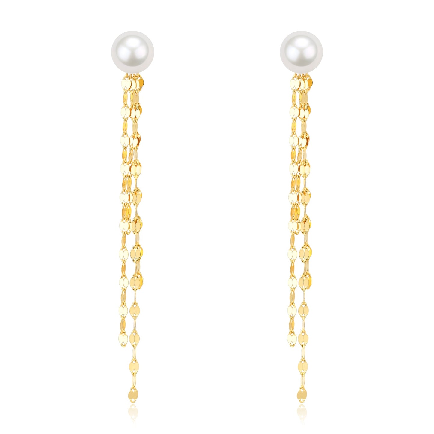 Freshwater Pearl and Tassel Earrings in 6-7mm Size