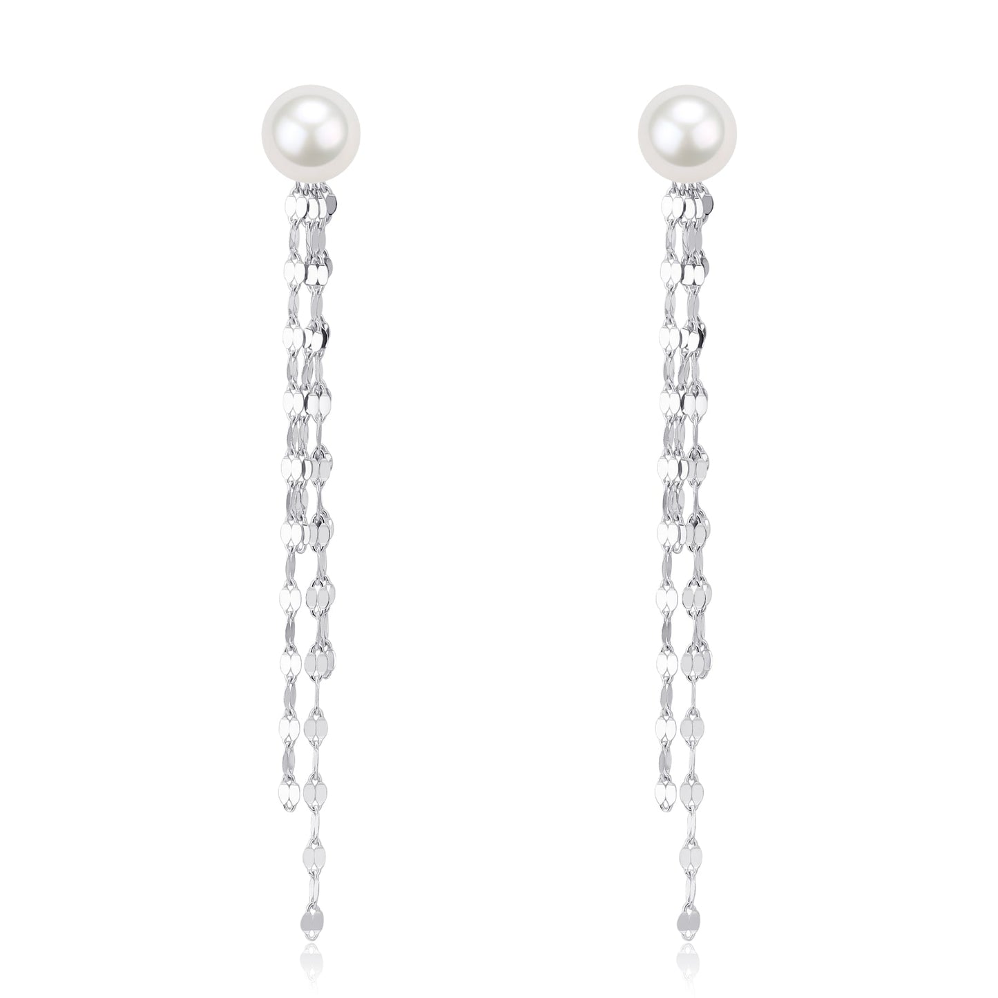 Freshwater Pearl and Tassel Earrings in 6-7mm Size