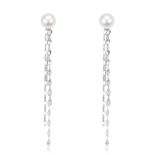 Freshwater Pearl and Tassel Earrings in 6-7mm Size