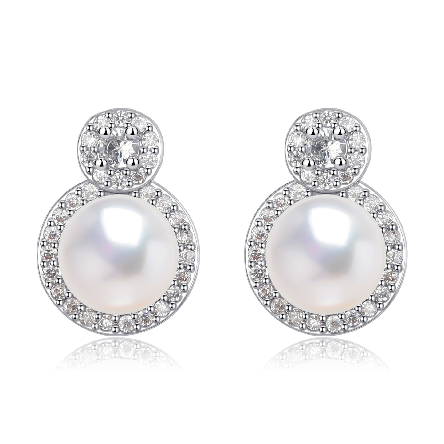 Pearl and Zirconia Jewelry Set with Button Design