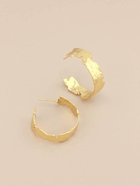 Hammered Gold Hoop Earrings