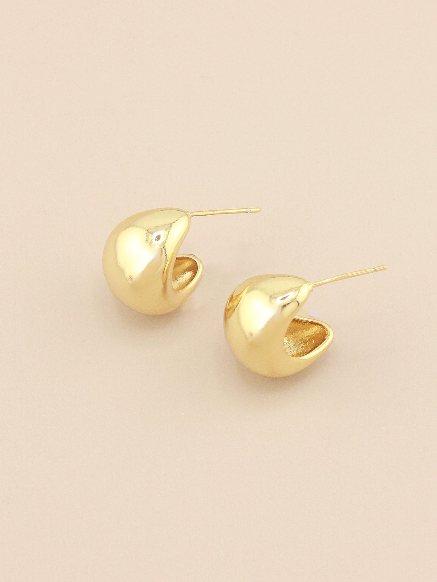 Gold Crescent Hoop Earrings