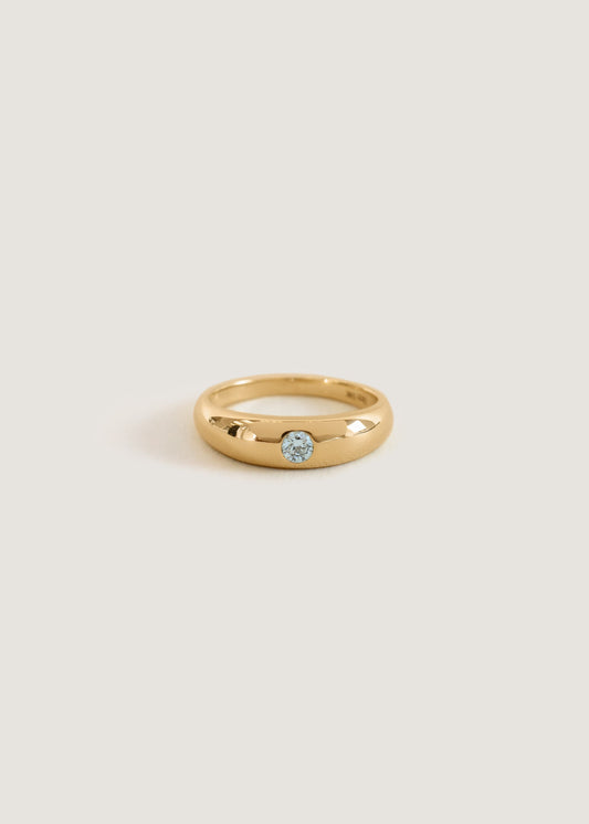 Aquamarine Dome Birthstone Ring for Women