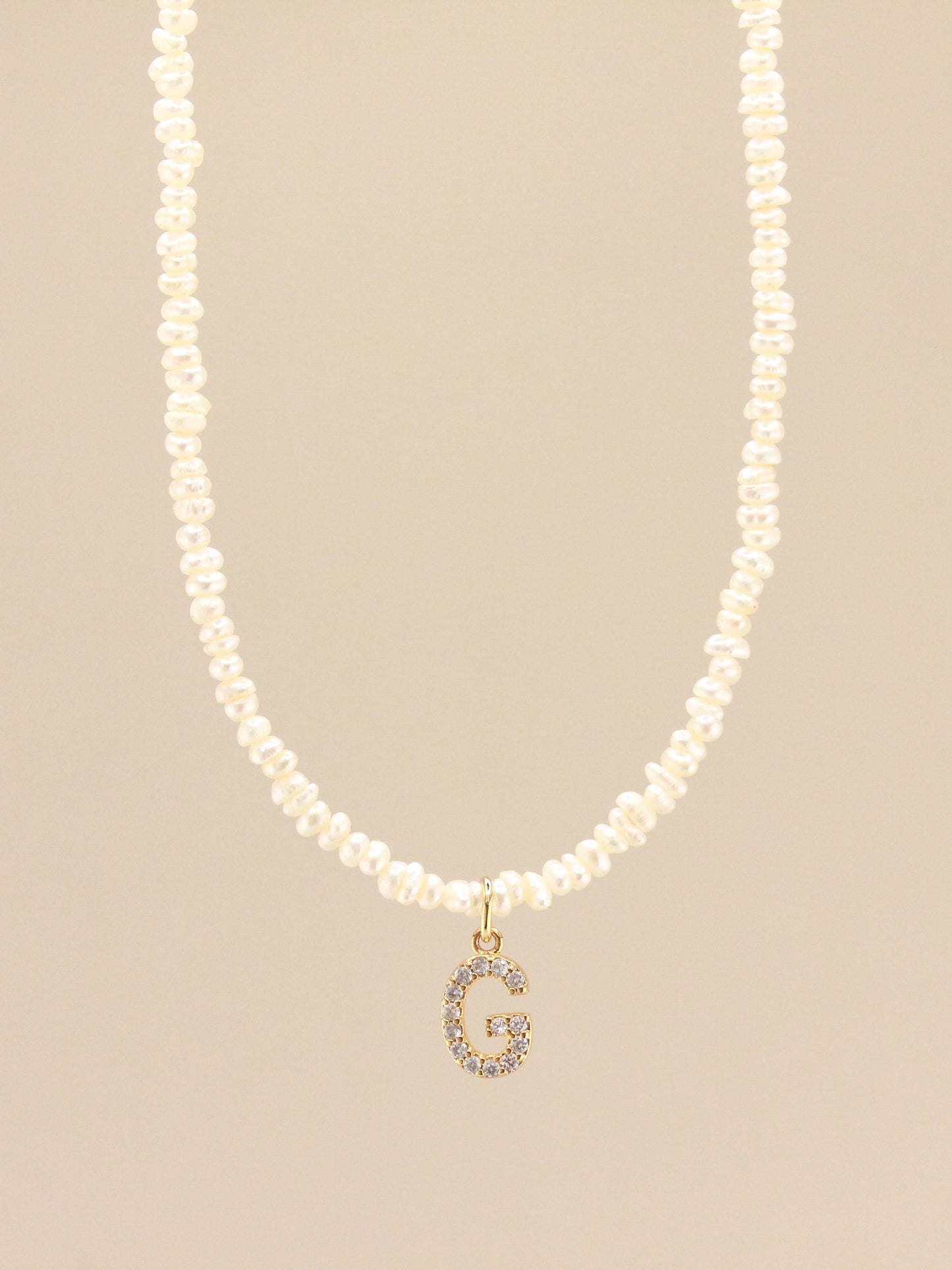 Pave Pearl Initial Choker Necklace