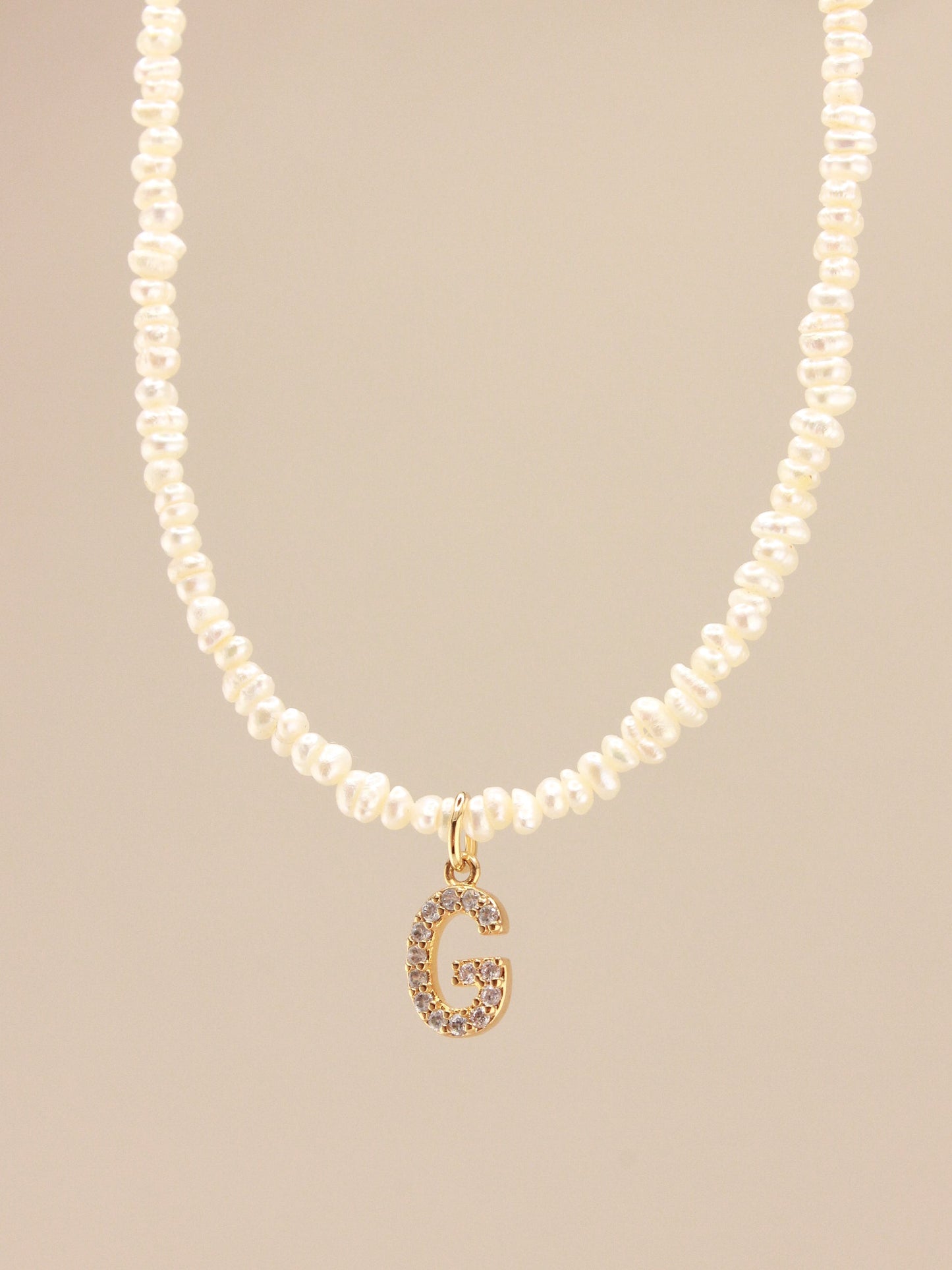 Pave Pearl Initial Choker Necklace